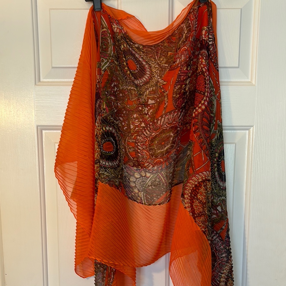 Vibrant Orange Sheer Scarf